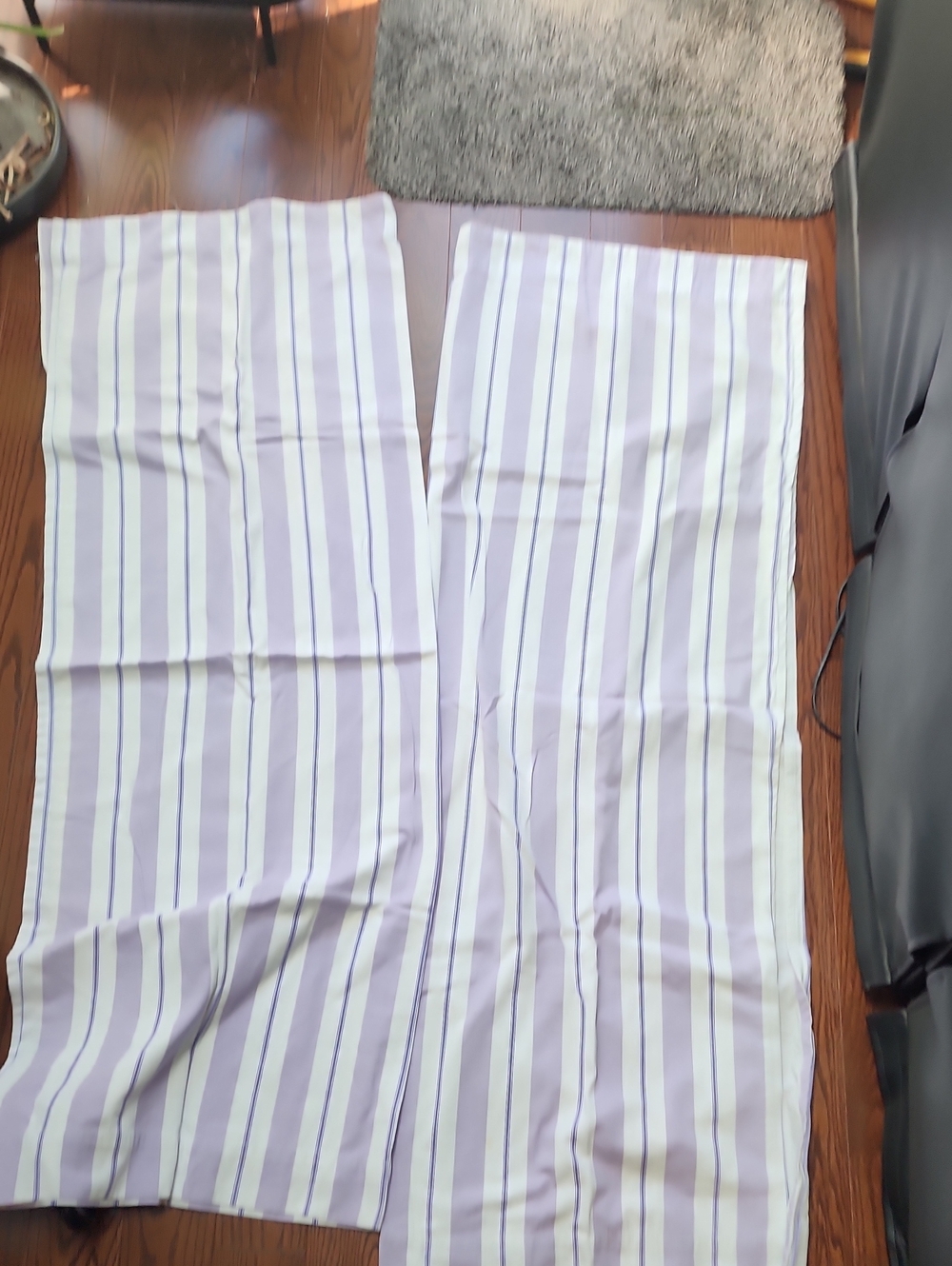 Pottery Barn Kids Striped Lavender and White Curtains